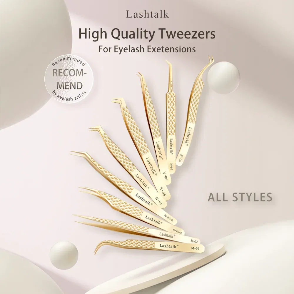 Color: Orange - Lashtalk Eyelash Extension Tweezers Makeup Tools From Nagaraku Stainless Steel Non-magnetic Volume FakeLashes Supplies Accurate