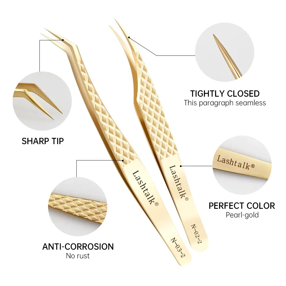 Color: Orange - Lashtalk Eyelash Extension Tweezers Makeup Tools From Nagaraku Stainless Steel Non-magnetic Volume FakeLashes Supplies Accurate