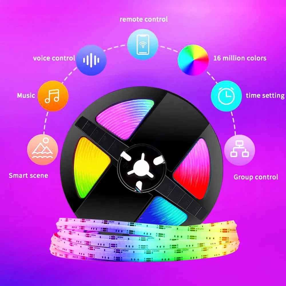 Emitting Color: Emitting Color8, Color: WHITE, Length: 5m, Ships From: CHINA - FOB RGB LED Strip 12V 24V 768 LEDs/M Flexible Colorful Lamp Band High Density Flex LED Tape Light Dimmable Linear Ribbon 3M 5M