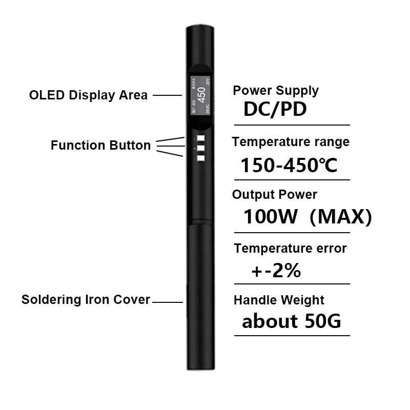 Color: Yellow, Ships From: CHINA - PTS200 Smart Electric Soldering Iron 100W Mini Portable Fast Heating Soldering Station Universal TS101/TS100 Soldering Iron Tip