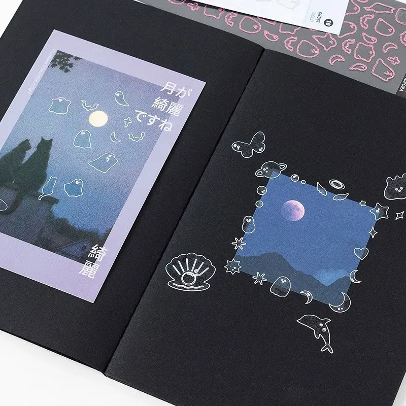 Color: PURPLE - 1 Sheet Transparent Flash Laser Line Stickers Decorative Stationery DIY Scrapbooking Material Pvc Stickers Cute Album Stick