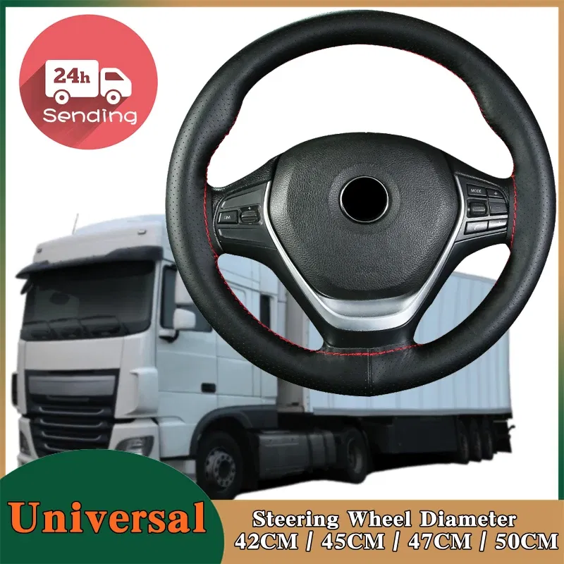 Color Name: silver - DIY Extra Large Car Steering Wheel Braid Cover 42CM 45CM 47CM 50CM Microfiber Leather Soft Non-slip Auto Interior Accessories