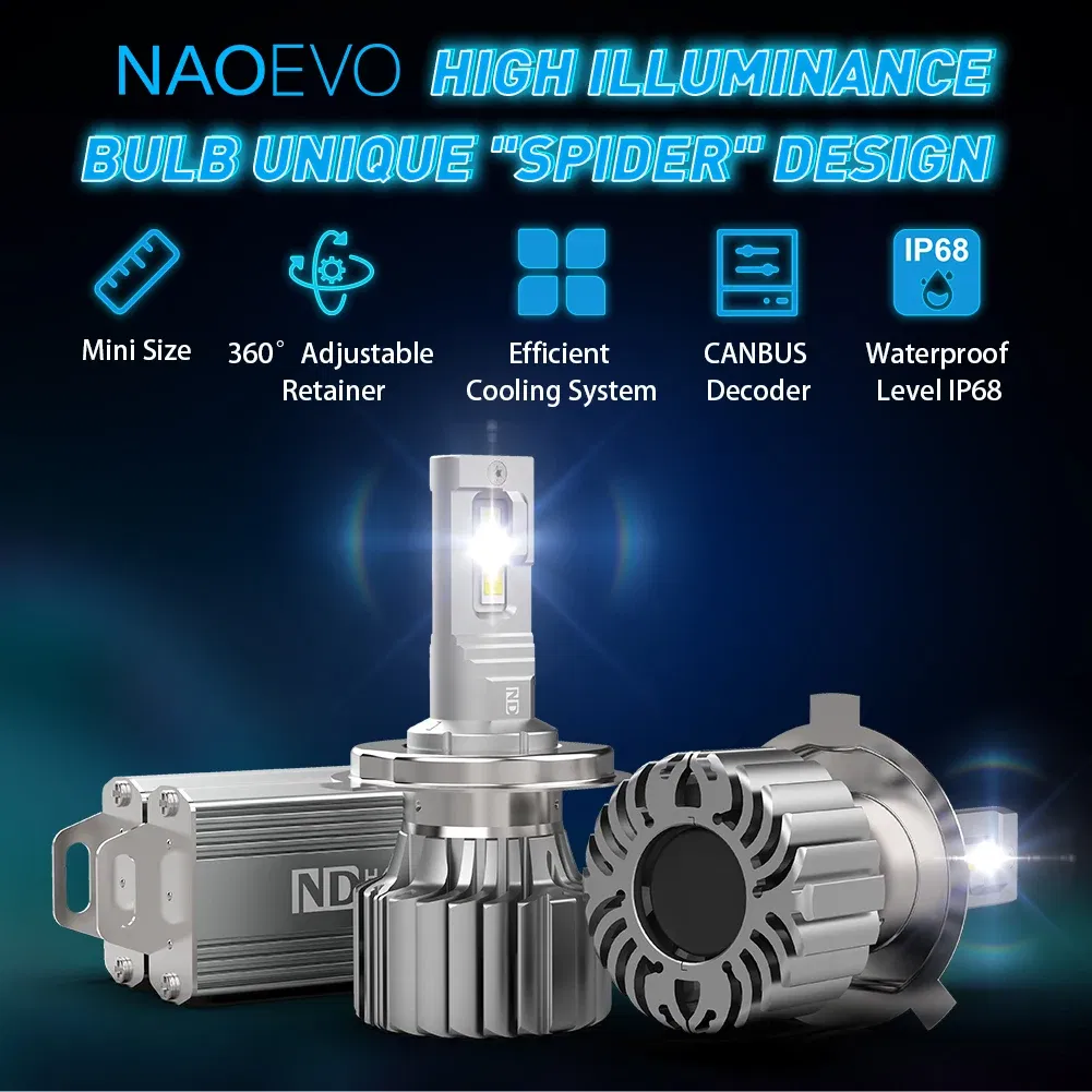 Emitting Color: DEEP BLUE, Ships From: CHINA - NAOEVO H7 LED Canbus H4 Lamp 140W 16800LM Anti Error HB4 6000K luces Led HB3 9005 H11 Car Headlight Bulb farol do carro lâmpadas