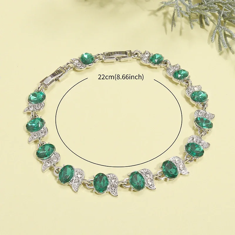 Metal Color: Pure Gold Color - Fashion Exquisite Color Crystal Inlaid Ladies Charm Bracelet Engagement Wedding Jewelry
