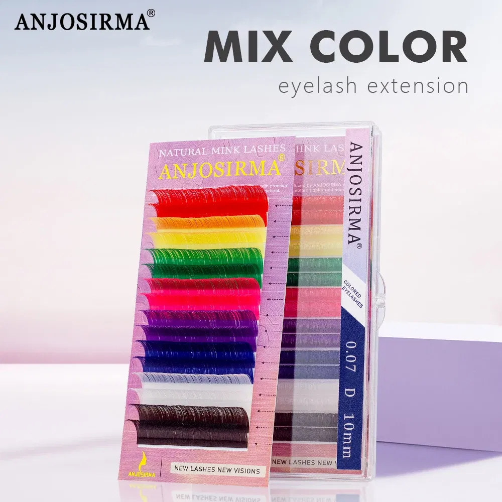 Curl: D, Thickness: 0.07mm, Length: 11mm, Ships From: CHINA - ANJOSIRMA Mix Color eyelashes Make up High Quality Soft Natural Synthetic Mink Rainbow Eyelash Extension Supplies 8 Colors Mix