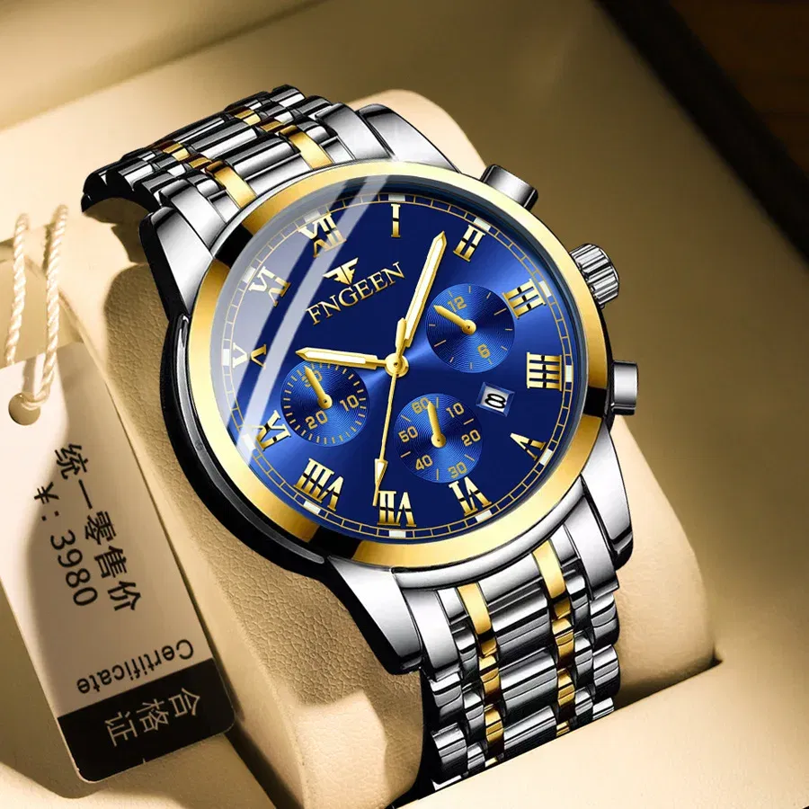 Color: Coffee - BINBONG Men Watches 2023 Top Brand Luxury Waterproof Date Clock Male Steel Strap Casual Quartz Watch Sports Wrist Watch Men 4006