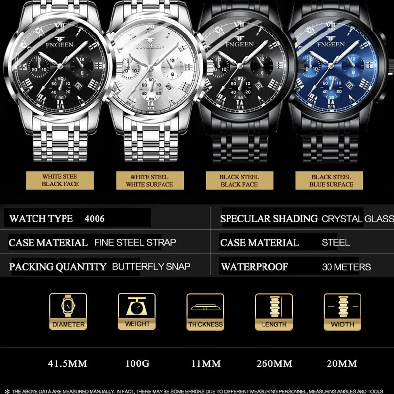 Color: Coffee - BINBONG Men Watches 2023 Top Brand Luxury Waterproof Date Clock Male Steel Strap Casual Quartz Watch Sports Wrist Watch Men 4006