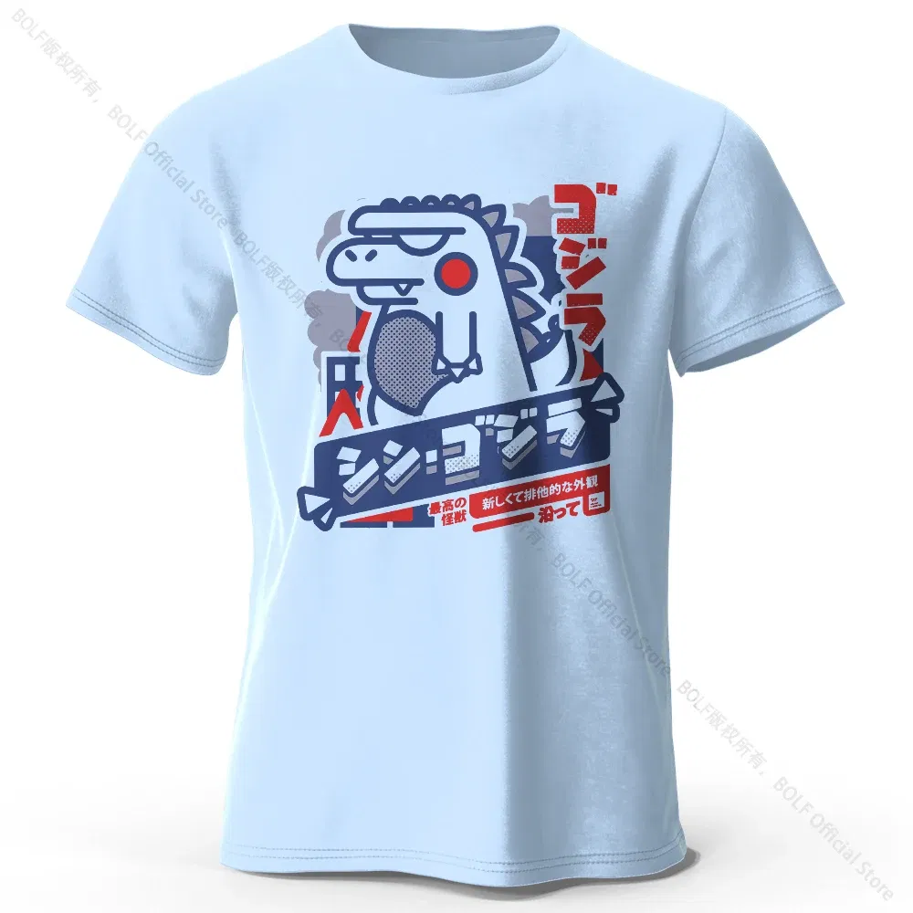 Color: SKY BLUE, Size: XL - Harajuku Kawaii Animal Printed 100% Cotton T-Shirt, Lightweight Round Neck Short Sleeve Tee, Unisex Casual Wear
