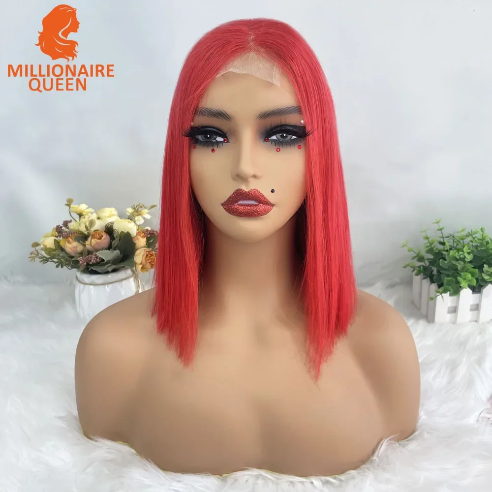 Color: T1B/Green, Stretched Length: 8inches, Density: 250%, Lace Size: 2x6 - Highlight P4/30 Brown Vietname Bone Straight Bob Wig Super Double Drawn Human Hair 2x6 Glueless Lace Closure Wig For Black Women