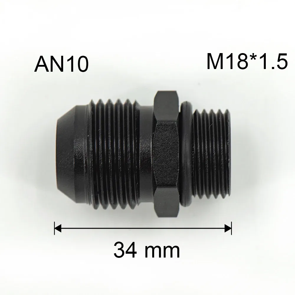 Color: black - Aluminum Straight Adapter Oil Cooler Fitting AN10 To M16*1.5, AN10 To M18*1.5,AN8 AN10 To M12*1.25