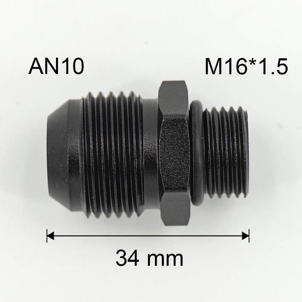 Color: black - Aluminum Straight Adapter Oil Cooler Fitting AN10 To M16*1.5, AN10 To M18*1.5,AN8 AN10 To M12*1.25