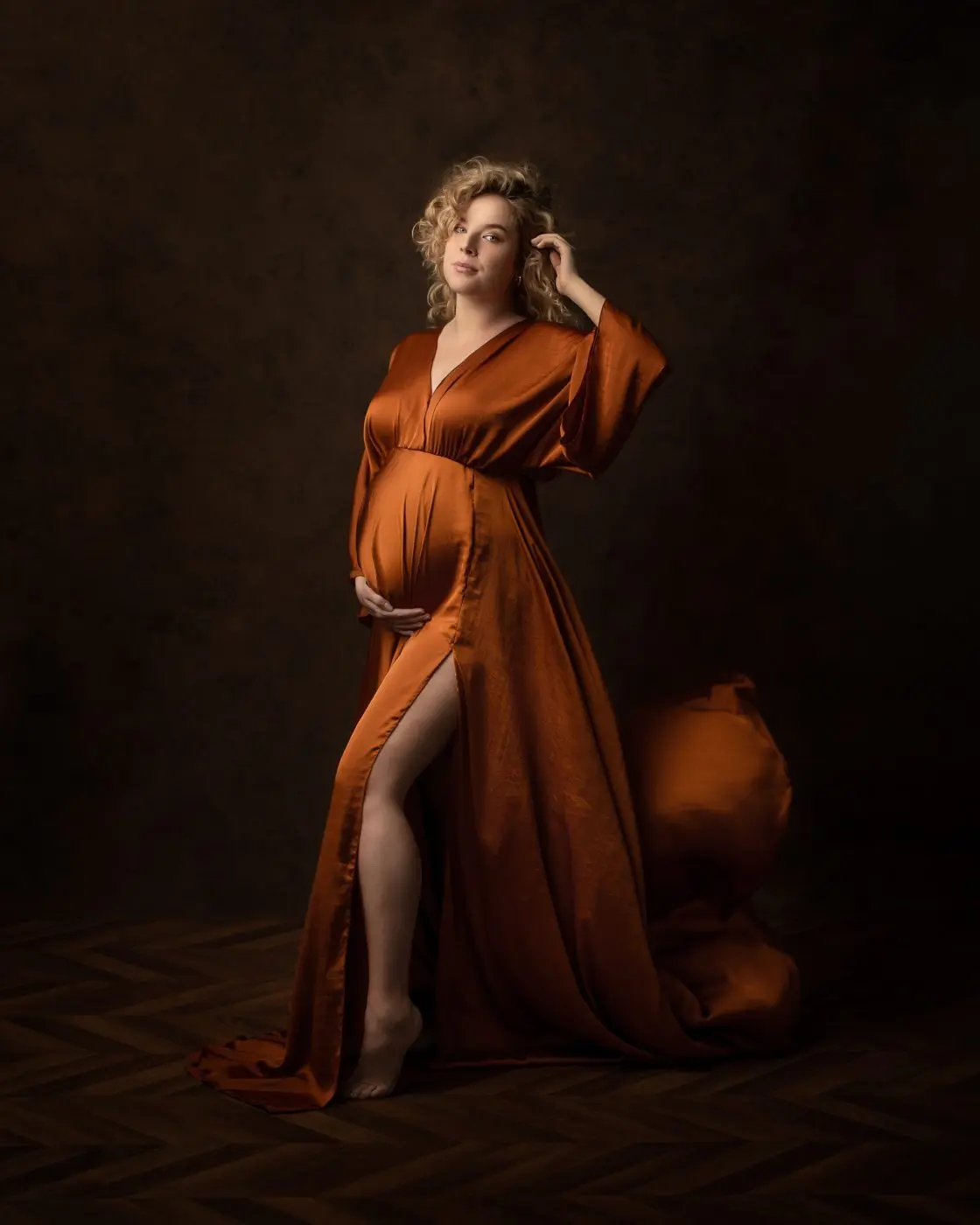 Color: WHITE - Boho Maternity Photography Props V Neck Dresses Free Size Adjustable Soft Pregnancy Photo Shoot Sides Slit For Baby Shower
