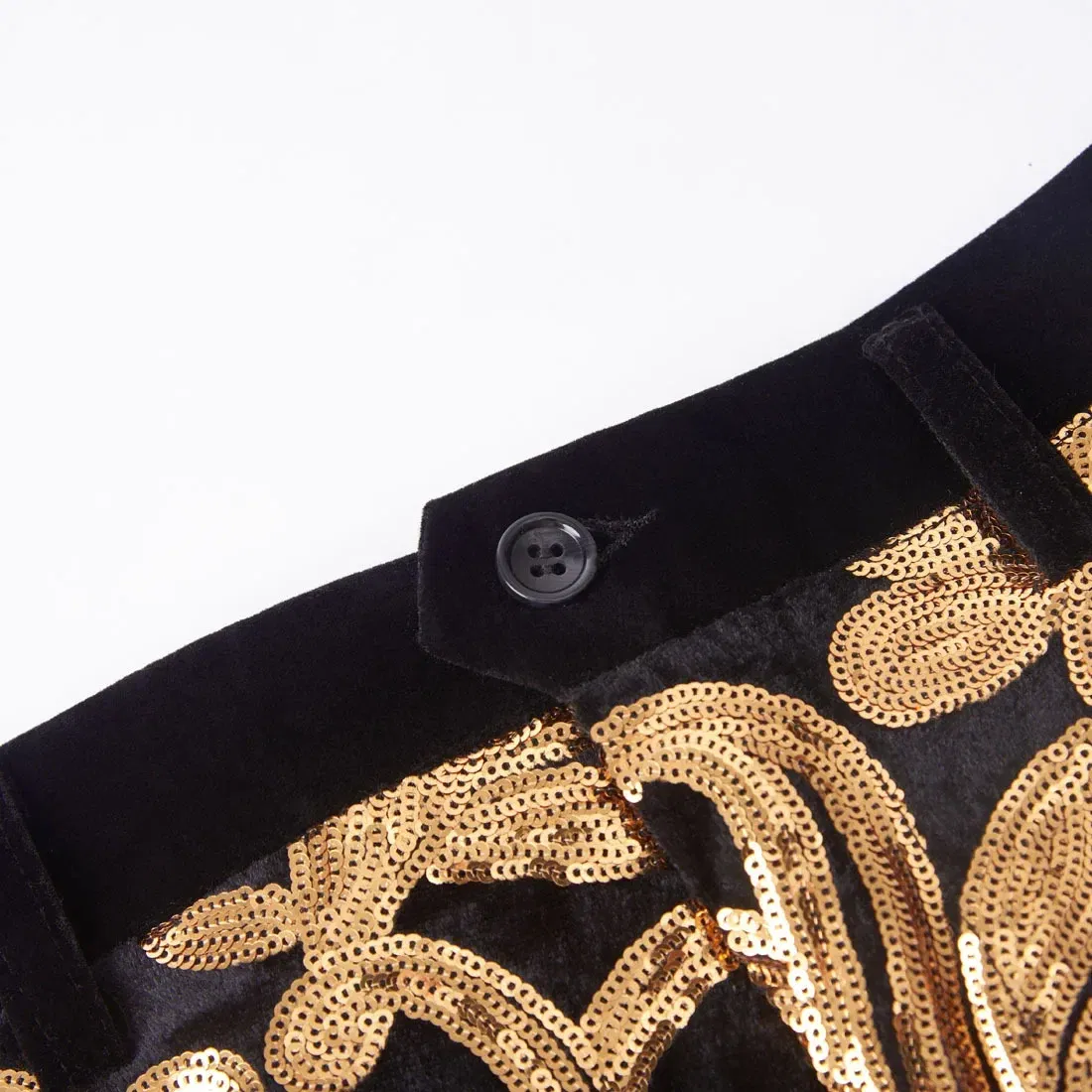 Color: Beige, Size: XXXL - Euroma suit (Blazer + Trousers) Men's Gold Velvet Fashion Elegant Casual Wedding Banquet Party Sequin Costumes Two Piece Set
