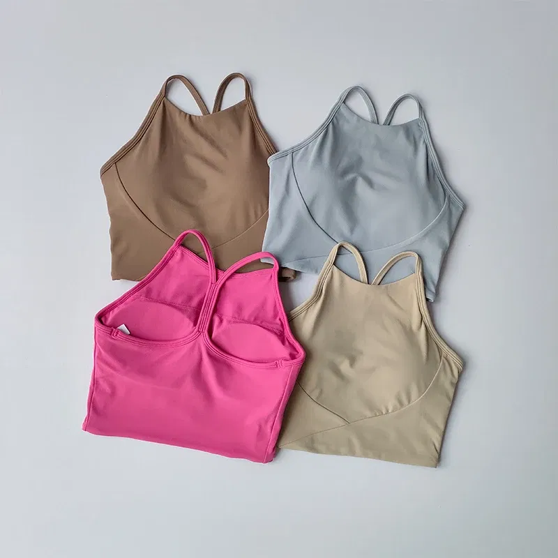 Color: AZURE, Size: XL - Summer Sports Underwear Women's Fitness Running Camisole Shockproof and Sagging Sexy Beauty Back Yoga Bra Quick Drying