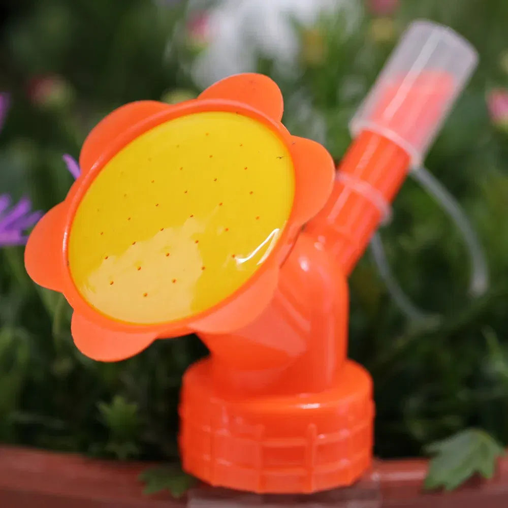 Color: PURPLE - 2 in 1 Bottle Cap Sprinkler Dual Nozzle Watering Spout Double Bottle Head Can Watering Nozzle Bonsai Garden Mini Irrigation Tool
