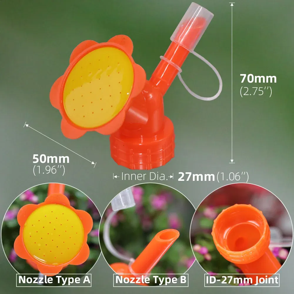 Color: PURPLE - 2 in 1 Bottle Cap Sprinkler Dual Nozzle Watering Spout Double Bottle Head Can Watering Nozzle Bonsai Garden Mini Irrigation Tool