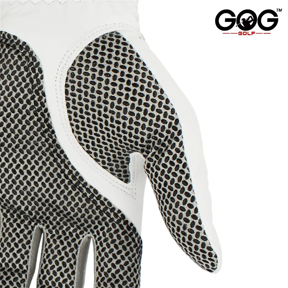 Size: S, Color: WHITE - Pack 1 Pc Golf Gloves Men's Left/Right Hand Soft Breathable Pure Sheepskin With Anti-slip Granules Golf Gloves Golf Men