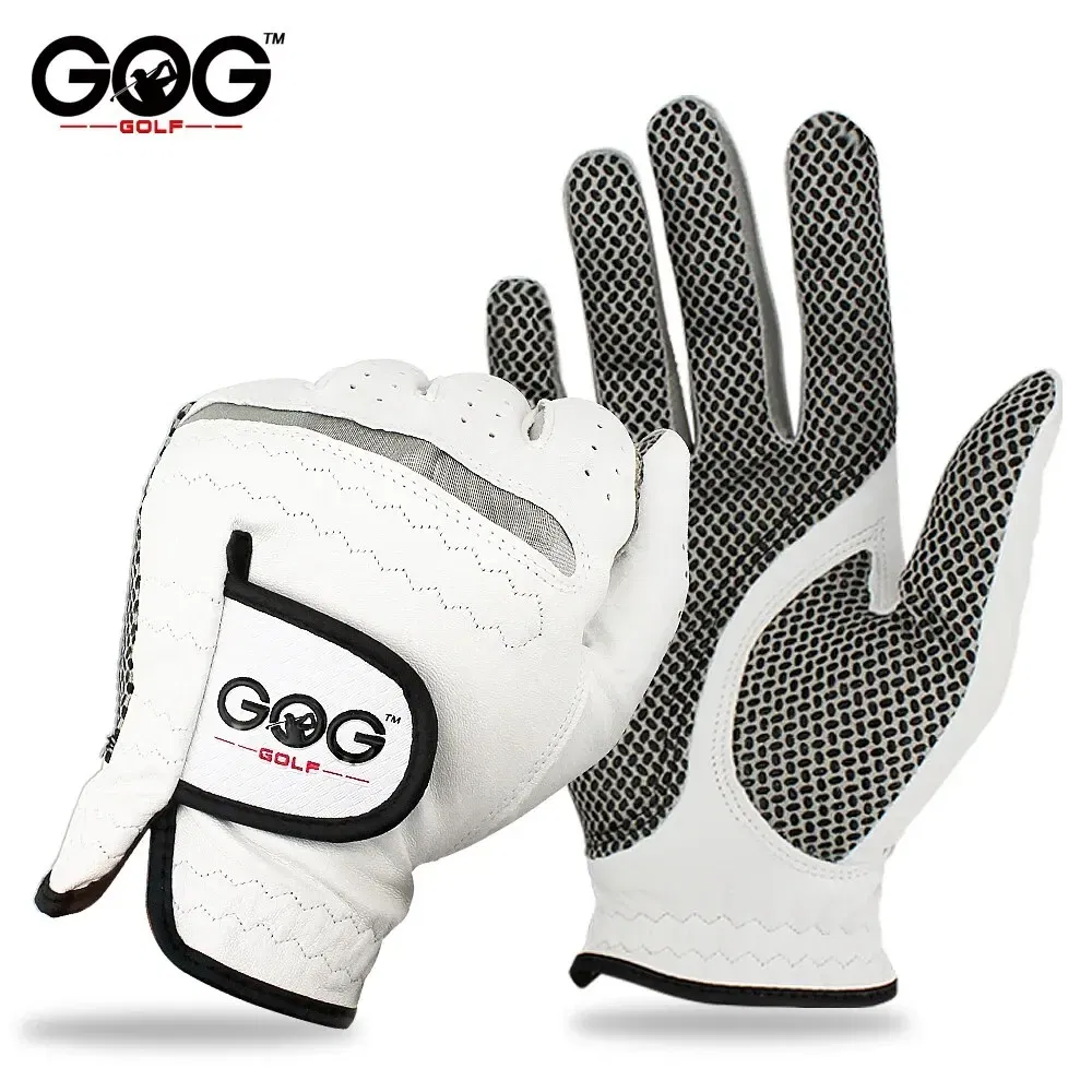 Size: S, Color: WHITE - Pack 1 Pc Golf Gloves Men's Left/Right Hand Soft Breathable Pure Sheepskin With Anti-slip Granules Golf Gloves Golf Men