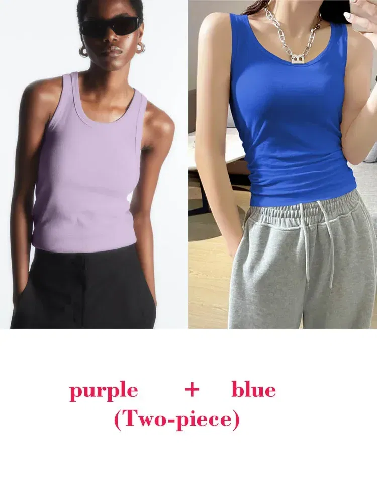 Color: Bright Yellow, Size: L - Women's Tees Sleeveless 100% Cotton Tops Summer O Neck Tanks & Camis Vest Slim Solid Sexy Crop Tops for Women Fashion