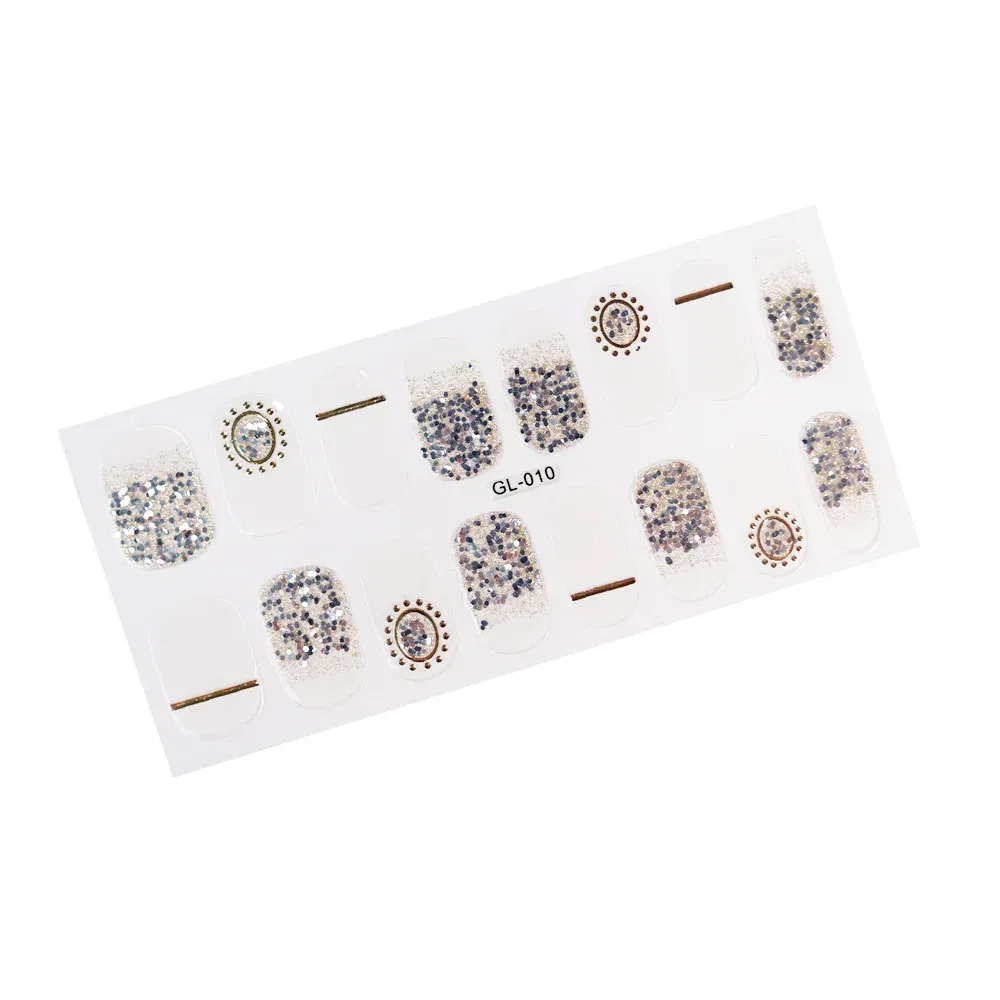 Color: SKY BLUE - 16 Tips/Sheet Patterned Nails With Creative Nail Polish Nail Art Stickers 2020 Temporary Tattoos Kids Full Cover Nail Stickers