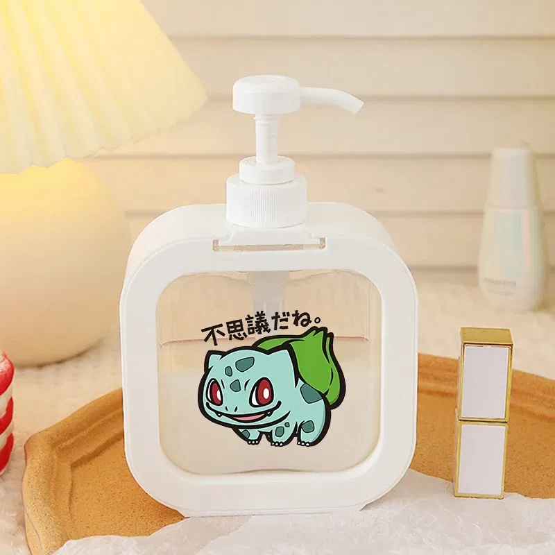 Color: Pink - 1PCS Pokemons Soap Dispenser White Liquid Lotion Hand Pump Soap Dispenser Refillable Shampoo Bottle Plastic Hand Soap Dispenser