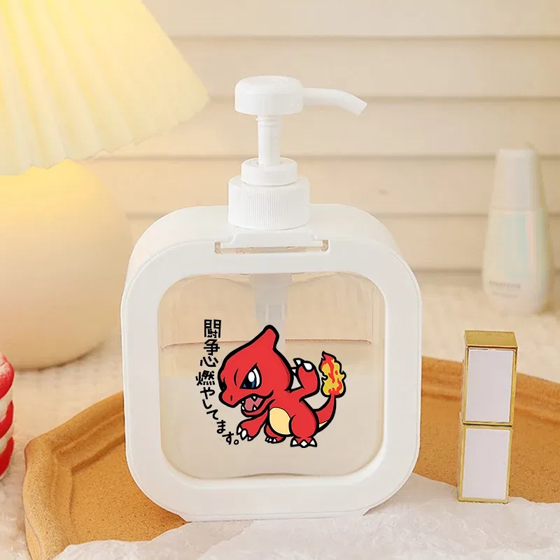 Color: Pink - 1PCS Pokemons Soap Dispenser White Liquid Lotion Hand Pump Soap Dispenser Refillable Shampoo Bottle Plastic Hand Soap Dispenser