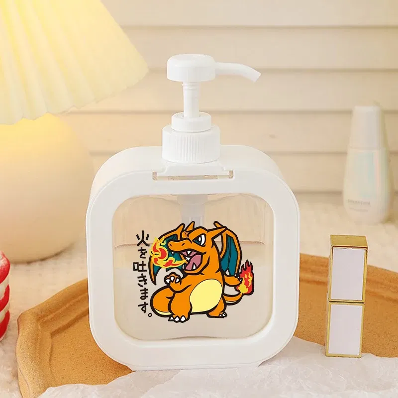 Color: Pink - 1PCS Pokemons Soap Dispenser White Liquid Lotion Hand Pump Soap Dispenser Refillable Shampoo Bottle Plastic Hand Soap Dispenser