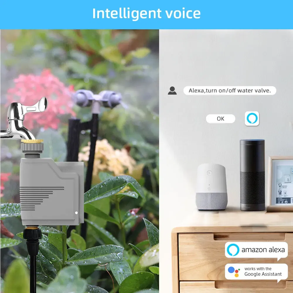 Color: Blue - Tuya Zigbee Garden Watering Timer Smart Sprinkler Drip Irrigation System Built-in Water Flow Recorder With Soil Tester Gateway