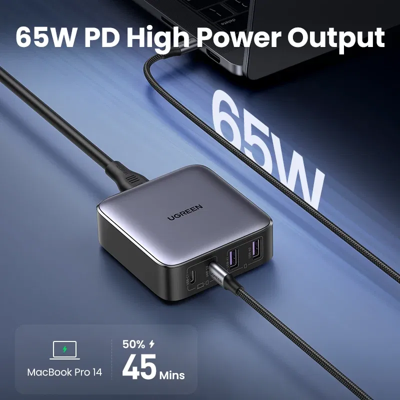 Plug Type: IT, Ships From: CHINA - UGREEN 100W 65W GaN Charger Desktop Laptop Fast Charger 4 in 1 Adapter For iPhone 15 14 13 Pro Max Phone Charger Xiaomi Samsung