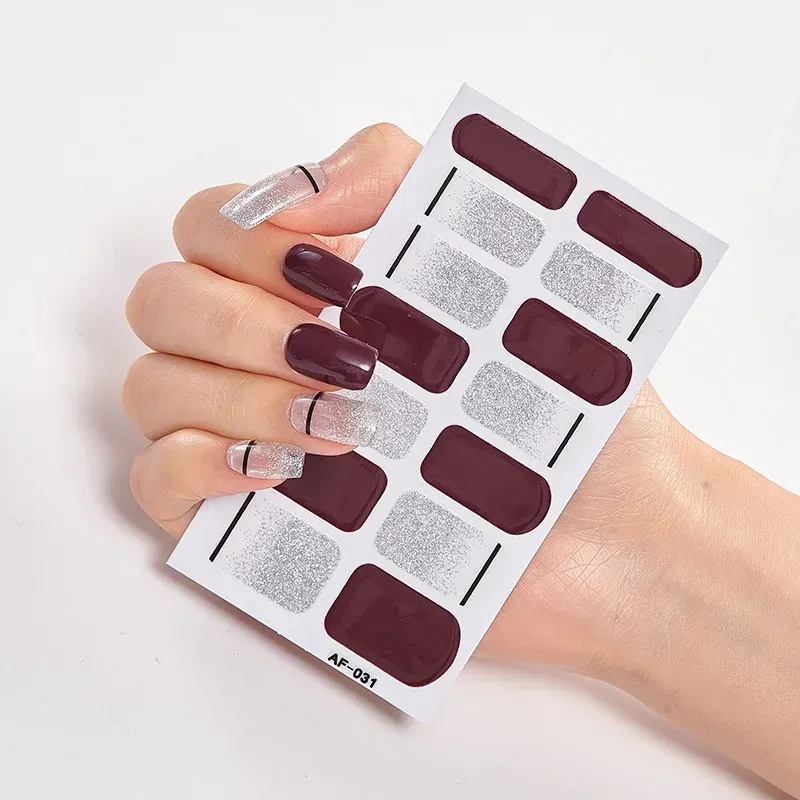 Color: army green - Nail Sticker set Self Adhesive Nail Sticker Nail Strips Nailart Sticker Sticker For Nails Foil Nail Art Stickers 2020 Shiny