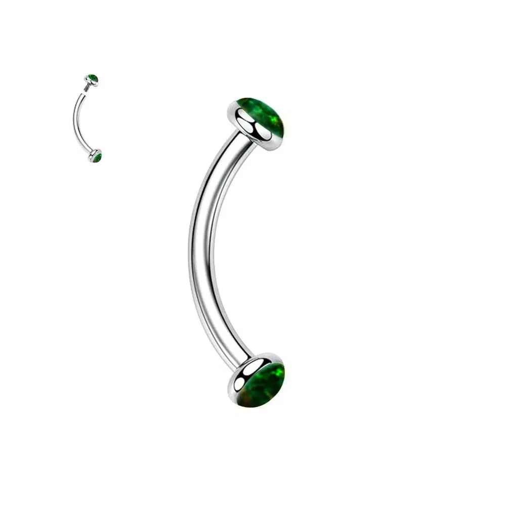 Metal color: Antique Copper Plated, Main Stone Color: black - 3/4/5mm Opal Steel Eyebrow Ring Internally Threaded 6mm -14mm Bar Curved Barbell Monroe Lip Stud Ear Tragus Piercing
