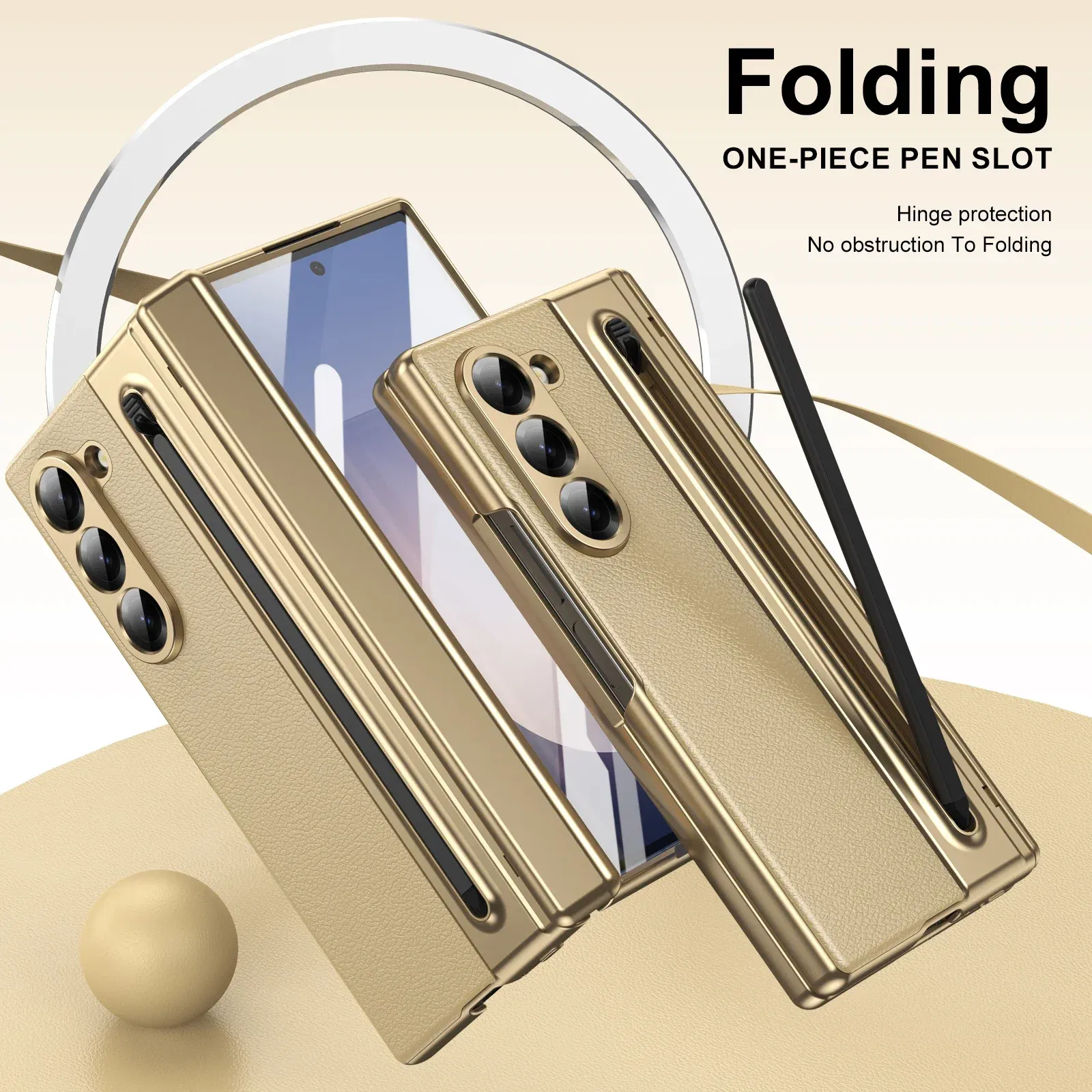 Color: Pink, Material: Cotton Fabric - With Touch Pen For Samsung Galaxy Z Fold 6 Slim 5 W25 5 4 3 Case Leather Plating Hinge 360 Full Screen Protector Folding Cover