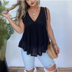 Velvet Lace V-neck Top for Women