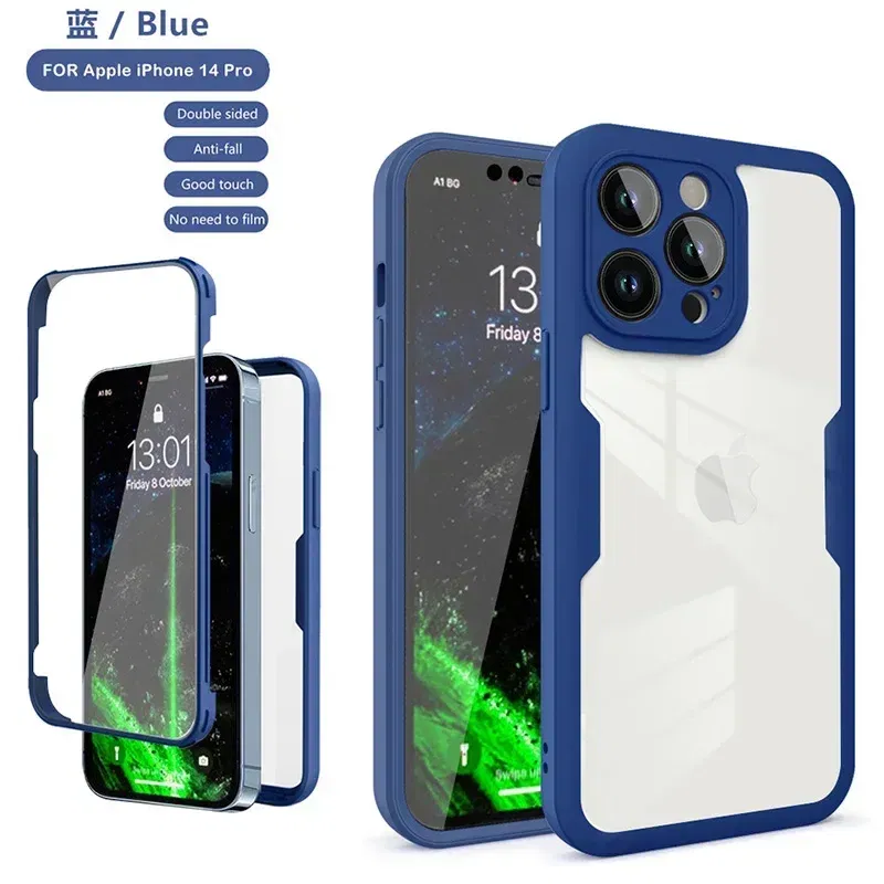 Color: Ivory, Compatible-Phone Models: For iPhone 14, Ships From: CN - Clear 360 Full Wrap Phone Case For iPhone 17 Pro Max 16 15 14 13 12 11 SE2/SE3 Xr Xs 8 Plus Film With Lens Protection Back Cover