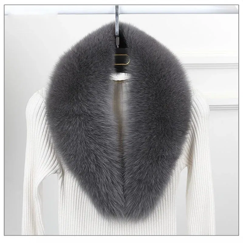 Color: LIGHT BLUE, Size: XXXL - 100% Natural Real Fox Fur Collar For Women Men Coat Jacket Fur Scarf Winter Extra Large Size Neck Warmer Fur Scarf Shawls Wraps