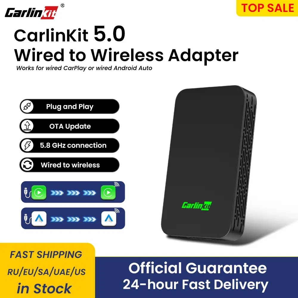 Color: black, Ships From: CHINA - Carlinkit 5.0 2air CarPlay Android Auto Wired to Wireless Adapter for Carplay Android Auto BLE WIFI Wireless