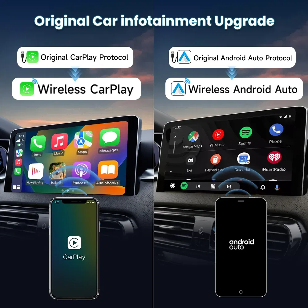 Color: black, Ships From: CHINA - Carlinkit 5.0 2air CarPlay Android Auto Wired to Wireless Adapter for Carplay Android Auto BLE WIFI Wireless