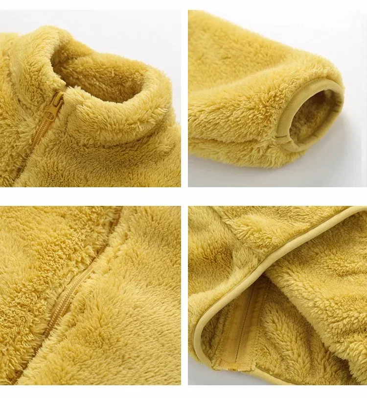Color: Beige, Kid Size: 8T - Kids Winter Coats 2024 New Children Outerwear Boy Warm Fleece Jacket Baby Girls Jackets for Autumn Spring Children Clothing