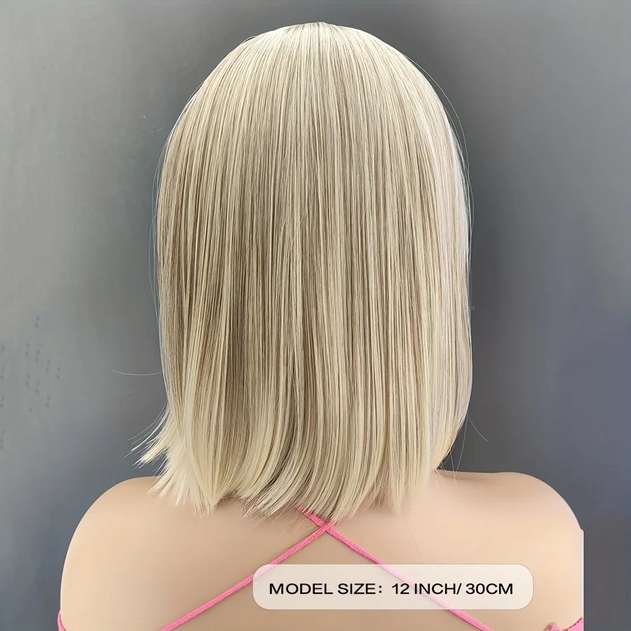 Color: Muli Color, Stretched Length: 12inches - Ombre Bob Wig - Middle Part Synthetic Hair for Daily Cosplay, Parties, and Halloween Costumes