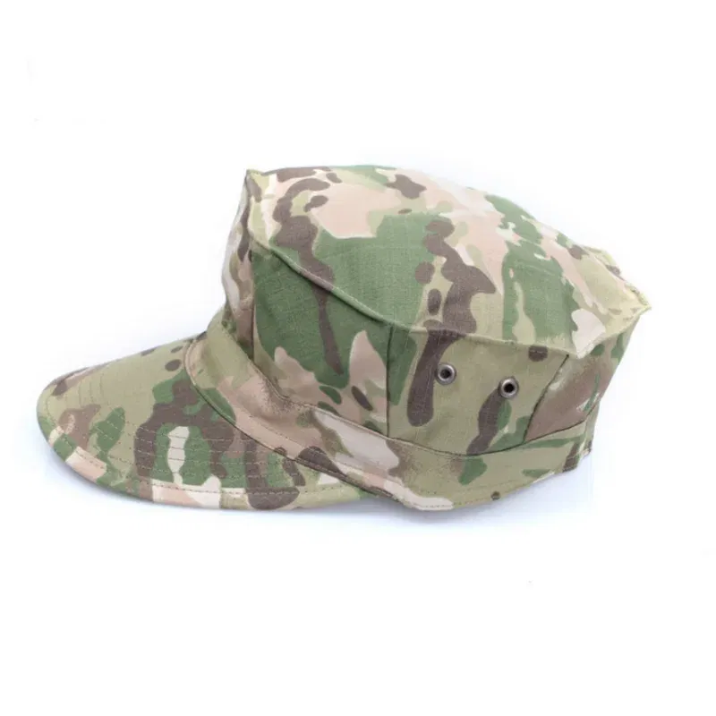 Color: WHITE - Classic men's military cap Men's women's fitted flat top baseball cap Army camo sun hat Outdoor sports fishing ride