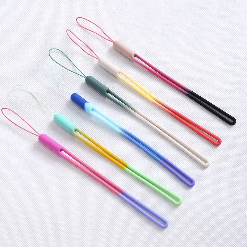 Color: Red / Pink - 1pcs New Watercolor silicone lanyard liquid wrist lanyard creative speaker fan short sling U disk silicone mobile phone lanyard