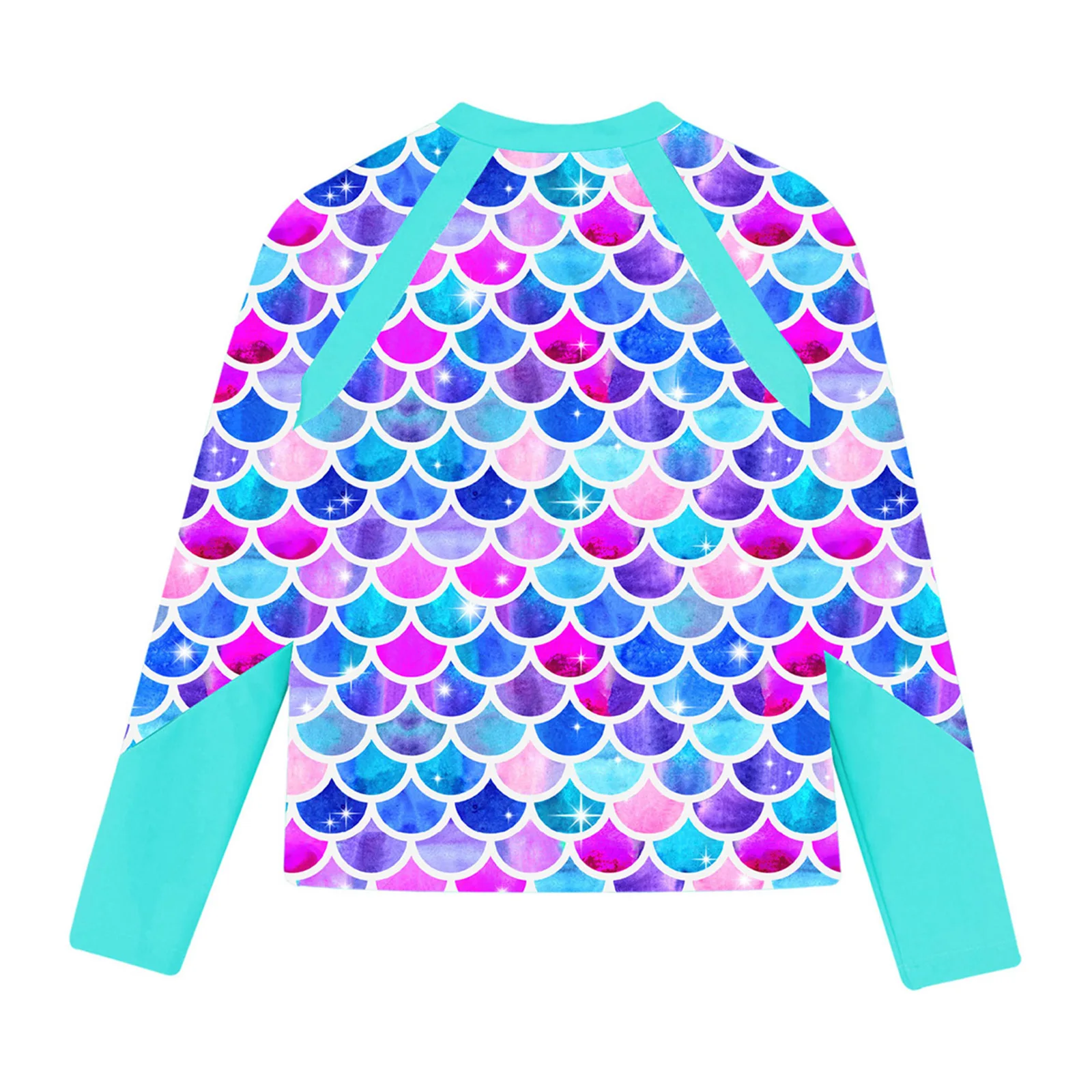 Color: Sky blue, Kid Size: 6M - Girls Swim Top Floral Printed Rash Guard T Shirt Long Sleeve Mermaid Costume Swimwear Beachwear UPF 50+ Surfing Bathing Tops