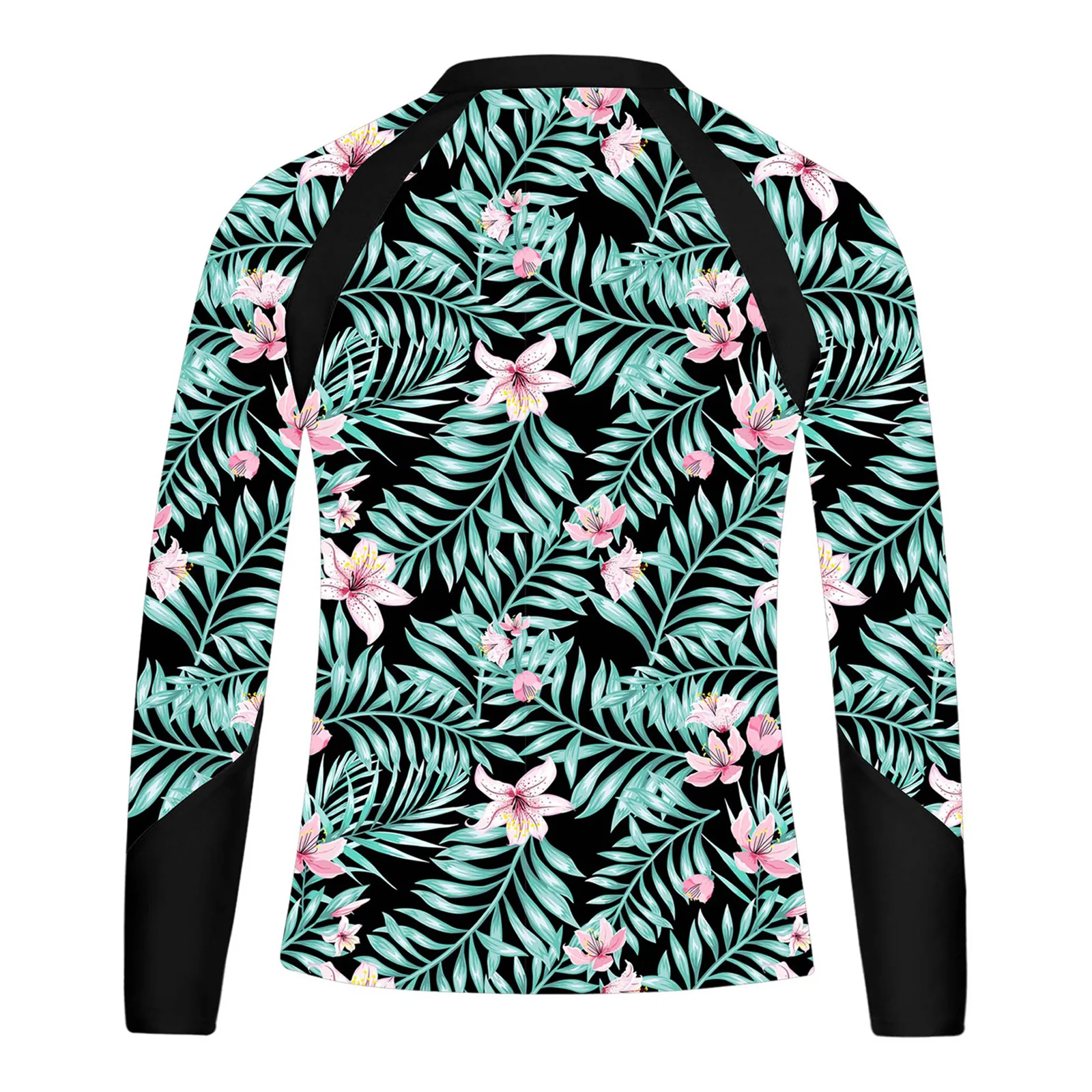 Color: Gold, Kid Size: 9M - Kids Girls Swim Top Floral Printed Rash Guard T Shirt Mock Neck Long Sleeve Pool Party Beachwear UPF 50+ Surfing Bathing Tops