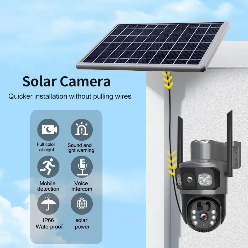 Color: Blue - DIDSeth 4G PTZ IP Solar Camera 4G SIM Card CCTV Wireless WIFI Solar Outdoor Waterproof 360 IP Camera Pan Tilt Eseecould APP