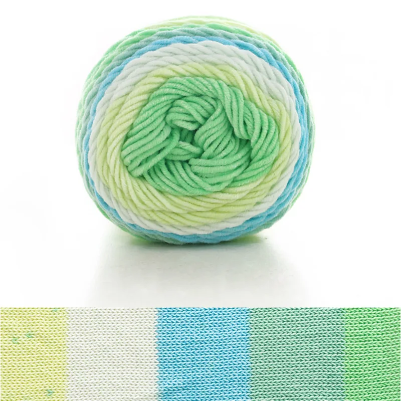 Color: Ivory - (1pc)5-strand Milk Cotton Segment Dyed Rainbow Cotton Hand Woven Wool Scarf Pillow Blanket Material Wool
