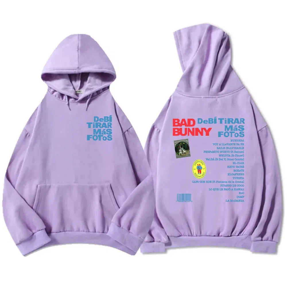 Color: black, Size: L - Unisex Streetwear Bad Bunny DTMF Hoodies 2025 New Album Deb? Tirar Más Fotos Printing Sweatshirts Winter Comfortable Male Hoodie