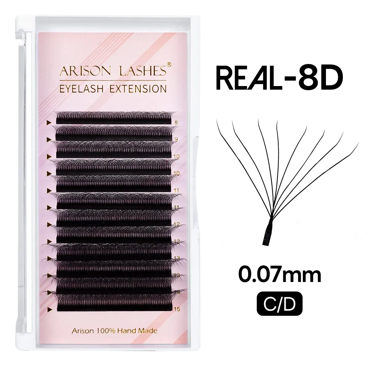 Color: Sliver, Curl: D, Thickness: 0.07mm, Length: 11mm - ARISON LASHES W Shape 3/4/5/6D Eyelashes Extension Premade Volume Fans YY-shape Lashes Faux Mink Soft Easy Faning Natural Lashes