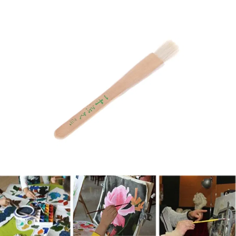 Color: Red - Goat Hair Paint Brush Ceramic Pottery Painting with Handle Drawing Brush for Teacher Students Painting Course Teaching