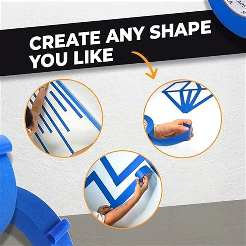Color: Champagne - 3 Roll/Set Paint Tape Multi-Surface Masking Easy Removal Paint Tape Security Wall Painting Crafts Art Construction Home 20m/Roll