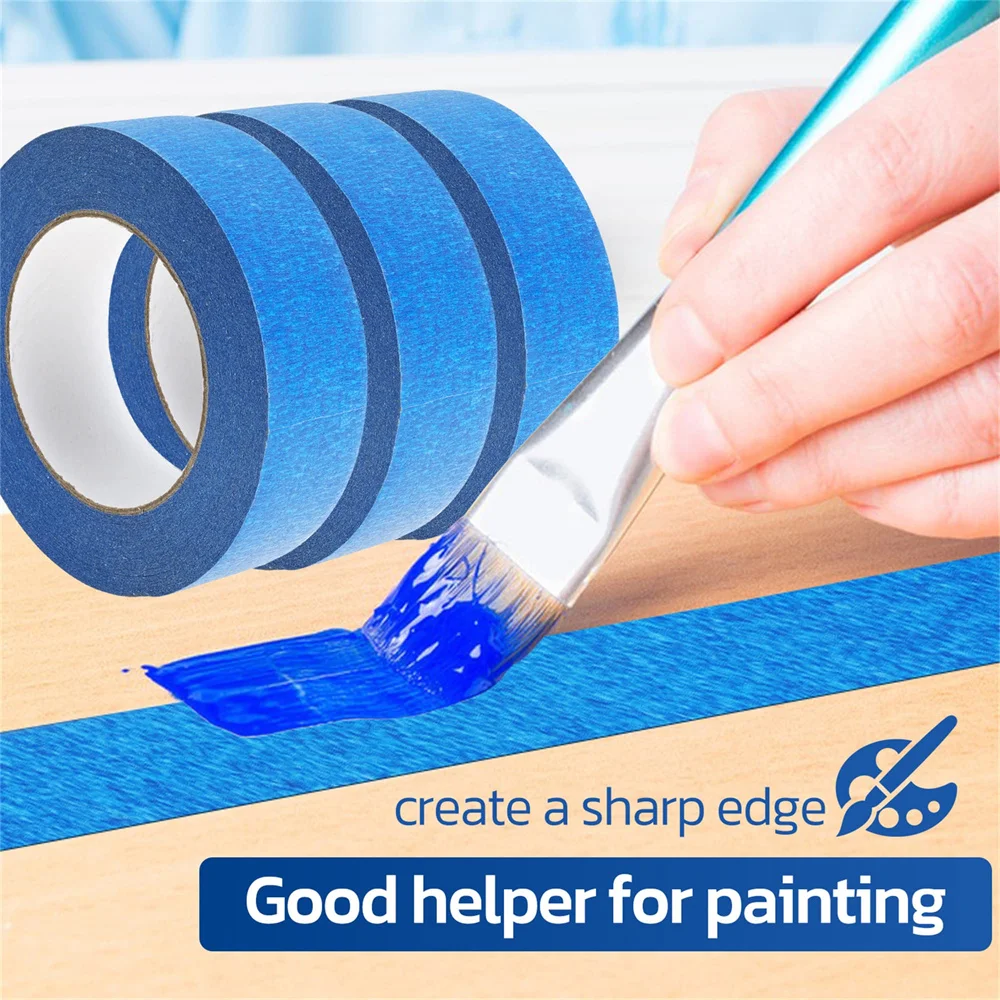 Color: Champagne - 3 Roll/Set Paint Tape Multi-Surface Masking Easy Removal Paint Tape Security Wall Painting Crafts Art Construction Home 20m/Roll